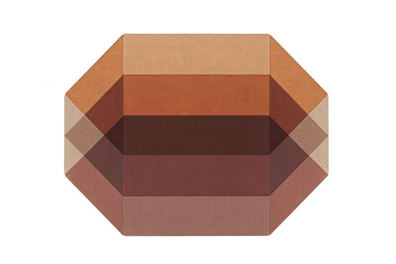 Diamond Teppich in Orange- und Weintönen, modernes Design für Wohnzimmer und Schlafzimmer.